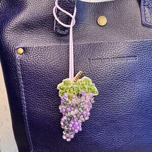 Grapes Bag Charm Purple Grapes Fruit Purse Charm NEW FAST SHIP Beaded Charms